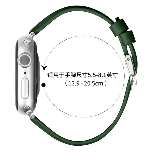 For Apple Watch 46mm / 49mm / 45mm / 44mm Small Waist PU Leather Watch Band(Pine Green)