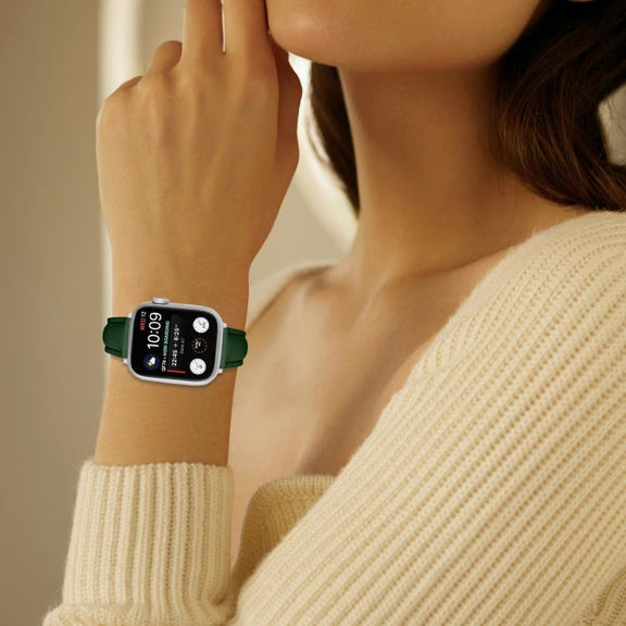 For Apple Watch 46mm / 49mm / 45mm / 44mm Small Waist PU Leather Watch Band(Pine Green)