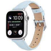 For Apple Watch 46mm / 49mm / 45mm / 44mm Small Waist PU Leather Watch Band(Sky Blue)