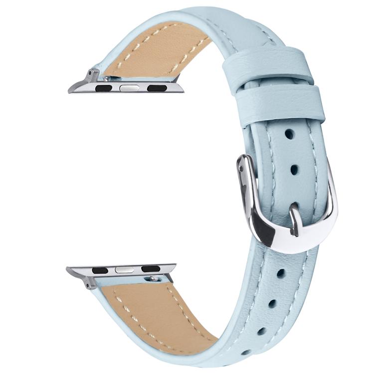 For Apple Watch 46mm / 49mm / 45mm / 44mm Small Waist PU Leather Watch Band(Sky Blue)
