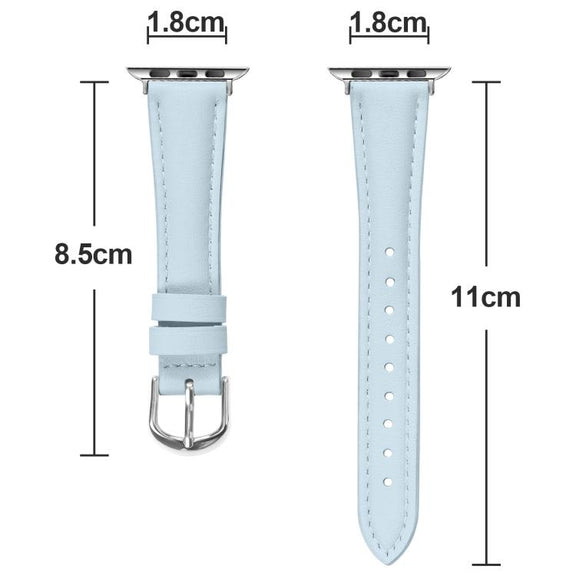 For Apple Watch 46mm / 49mm / 45mm / 44mm Small Waist PU Leather Watch Band(Sky Blue)