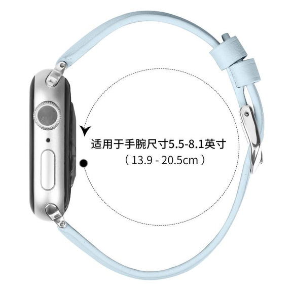 For Apple Watch 46mm / 49mm / 45mm / 44mm Small Waist PU Leather Watch Band(Sky Blue)