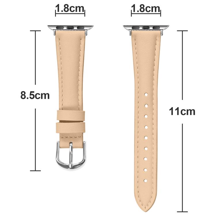 For Apple Watch 46mm / 49mm / 45mm / 44mm Small Waist PU Leather Watch Band(Camel Color)