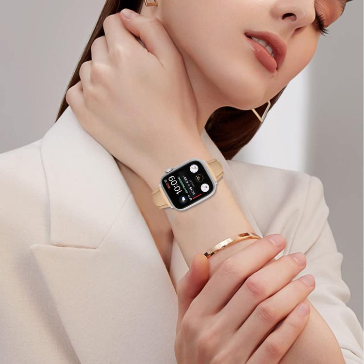 For Apple Watch 46mm / 49mm / 45mm / 44mm Small Waist PU Leather Watch Band(Camel Color)