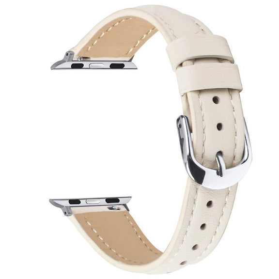For Apple Watch 46mm / 49mm / 45mm / 44mm Small Waist PU Leather Watch Band(Almond)
