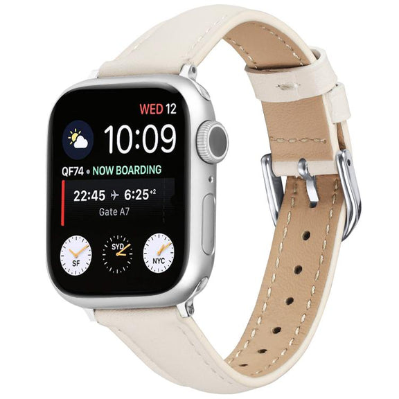 For Apple Watch 46mm / 49mm / 45mm / 44mm Small Waist PU Leather Watch Band(Almond)