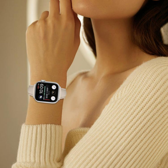 For Apple Watch 46mm / 49mm / 45mm / 44mm Small Waist PU Leather Watch Band(Almond)