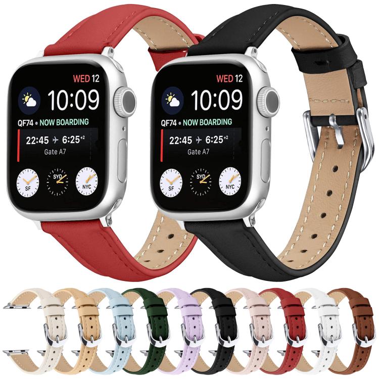 For Apple Watch 46mm / 49mm / 45mm / 44mm Small Waist PU Leather Watch Band(Red)