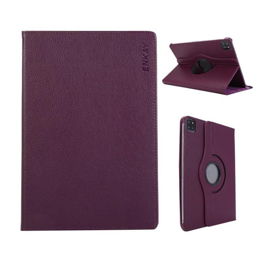 For iPad Air 11 2025 / 2024 / Air 10.9 2022 ENKAY 360 Degree Rotation Litchi Leather Smart Tablet Case(Dark Purple) - free shipping - PMC Jewellery - Order now!