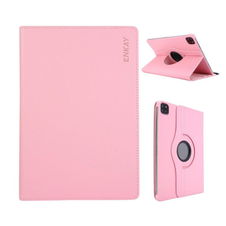 For iPad Air 11 2025 / 2024 / Air 10.9 2022 ENKAY 360 Degree Rotation Litchi Leather Smart Tablet Case(Pink) - free shipping - PMC Jewellery - Order now!