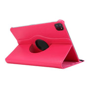 For iPad Pro 12.9 / Air 13 2025 / 2024 ENKAY 360 Degree Rotation Litchi Leather Smart Tablet Case(Rose Red)