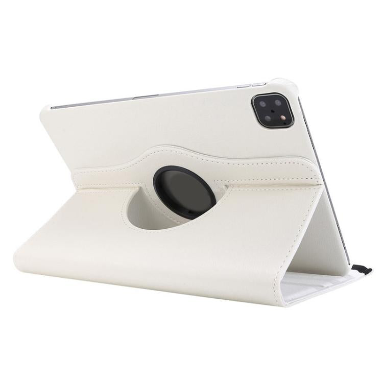 For iPad Pro 12.9 / Air 13 2025 / 2024 ENKAY 360 Degree Rotation Litchi Leather Smart Tablet Case(White)