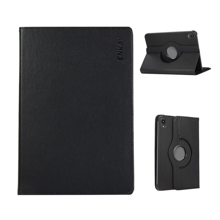 For iPad mini 2024 / mini 6 ENKAY 360 Degree Rotation Litchi Leather Smart Tablet Case(Black) - free shipping - PMC Jewellery - Order now!