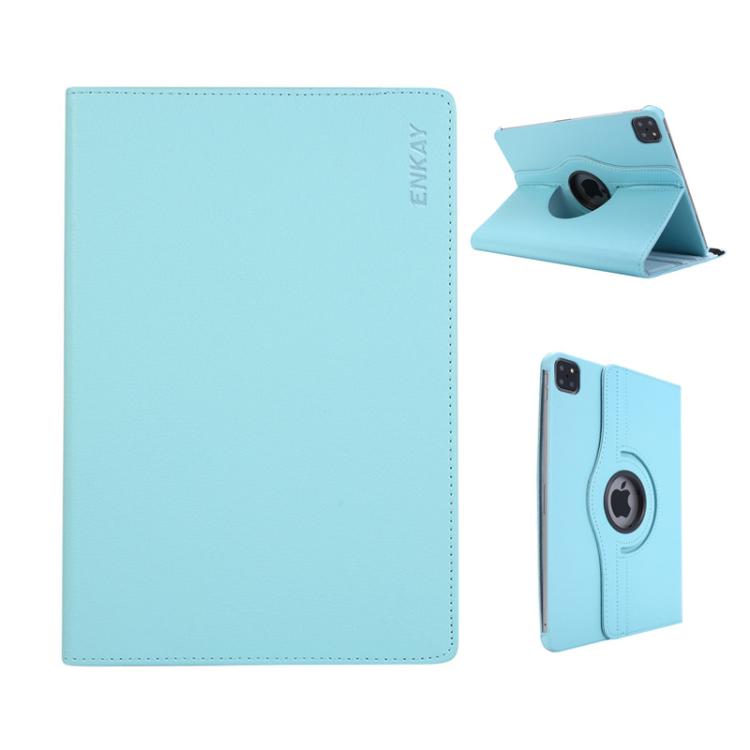 For iPad mini 2024 / mini 6 ENKAY 360 Degree Rotation Litchi Leather Smart Tablet Case(Light Blue) - free shipping - PMc TechLife - Order now!