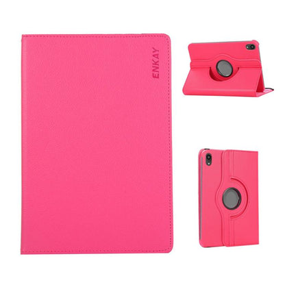 For iPad mini 2024 / mini 6 ENKAY 360 Degree Rotation Litchi Leather Smart Tablet Case(Rose Red) - free shipping - PMC Jewellery - Order now!