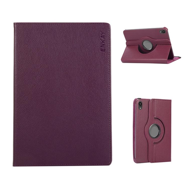 For iPad mini 2024 / mini 6 ENKAY 360 Degree Rotation Litchi Leather Smart Tablet Case(Dark Purple) - free shipping - PMC Jewellery - Order now!