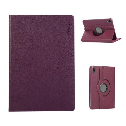 For iPad mini 2024 / mini 6 ENKAY 360 Degree Rotation Litchi Leather Smart Tablet Case(Dark Purple) - free shipping - PMC Jewellery - Order now!