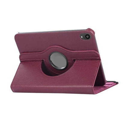 For iPad mini 2024 / mini 6 ENKAY 360 Degree Rotation Litchi Leather Smart Tablet Case(Dark Purple) - free shipping - PMC Jewellery - Order now!