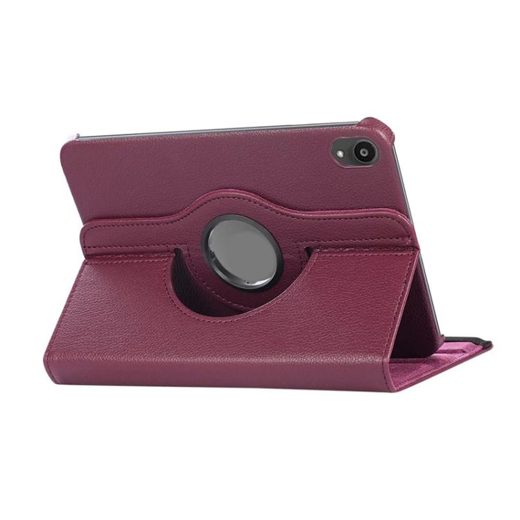 For iPad mini 2024 / mini 6 ENKAY 360 Degree Rotation Litchi Leather Smart Tablet Case(Dark Purple)