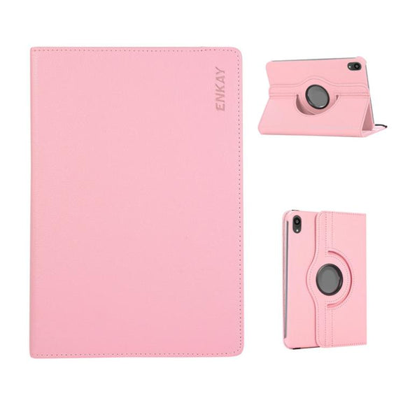 For iPad mini 2024 / mini 6 ENKAY 360 Degree Rotation Litchi Leather Smart Tablet Case(Pink)