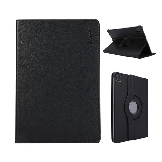For iPad Pro 13 2024 ENKAY 360 Degree Rotation Litchi Leather Smart Tablet Case(Black) - free shipping - PMC Jewellery - Order now!