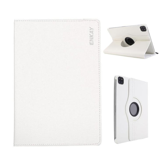 For iPad Pro 11 2024 ENKAY 360 Degree Rotation Litchi Leather Smart Tablet Case(White)