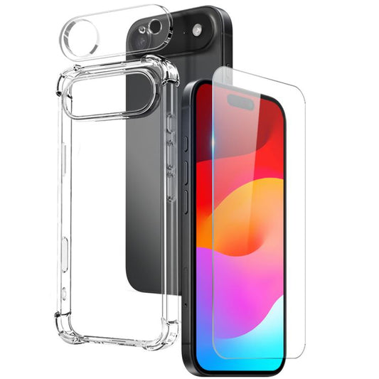For iPhone 17 Air NORTHJO 3 in 1 TPU Airbag Shockproof Phone Case with Screen Protector Lens Film(Clear) - iPhone 17 Air Cases by NORTHJO | Online Shopping South Africa | PMC Jewellery | Buy Now Pay Later Mobicred
