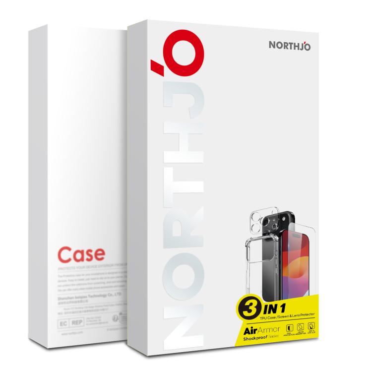 For iPhone 17 Pro NORTHJO 3 in 1 TPU Airbag Shockproof Phone Case with Screen Protector Lens Film(Clear) - iPhone 17 Pro Cases by NORTHJO | Online Shopping South Africa | PMC Jewellery | Buy Now Pay Later Mobicred