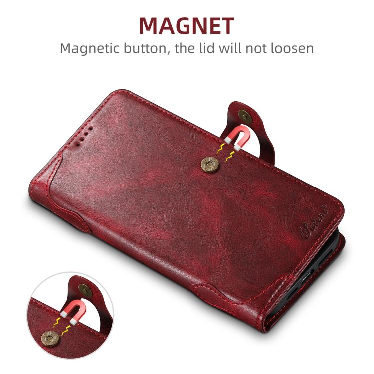 For iPhone 16e Suteni Q-03 Oil Wax Magnetic Clasp Leather Phone Case(Red) - free shipping - PMc TechLife - Order now!