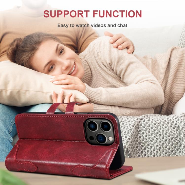 For iPhone 16e Suteni Q-03 Oil Wax Magnetic Clasp Leather Phone Case(Red) - free shipping - PMc TechLife - Order now!