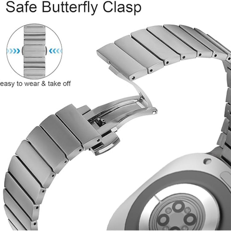 For Samsung Galaxy Watch Ultra 47mm One-bead Butterfly Buckle Stainless Steel Watch Band(Silver)