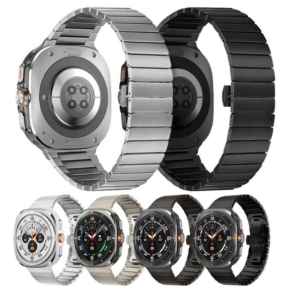 For Samsung Galaxy Watch Ultra 47mm One-bead Butterfly Buckle Stainless Steel Watch Band(Silver)