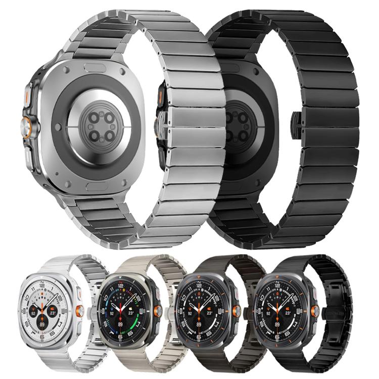 For Samsung Galaxy Watch Ultra 47mm One-bead Butterfly Buckle Stainless Steel Watch Band(Silver)