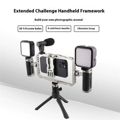 C072 Aluminum Alloy Handheld Smartphone Cage Rig Photography Stabilizer Dual Handle Frame - free shipping - PMC Jewellery - Order now!