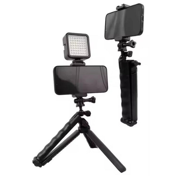 C062 Tri-folding Tripod Sports Camera Mobile Phone Selfie Stand Desktop Fixed Bracket