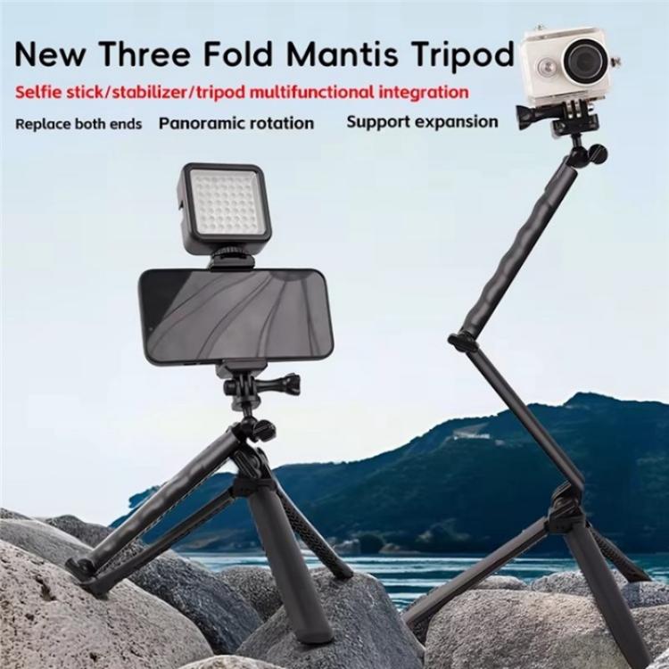 C062 Tri-folding Tripod Sports Camera Mobile Phone Selfie Stand Desktop Fixed Bracket - free shipping - PMC Jewellery - Order now!
