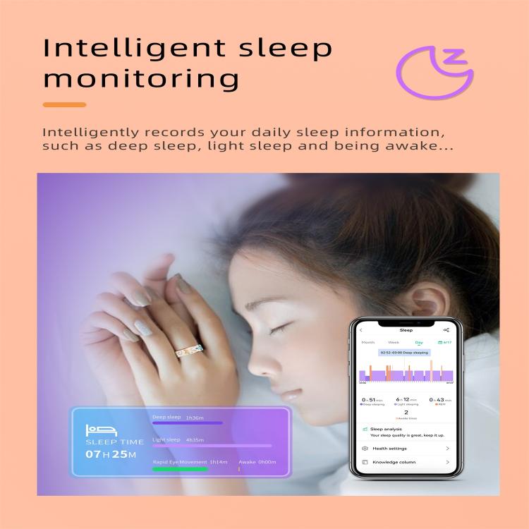 R18 SIZE 10 Smart Ring, Support Heart Rate / Blood Oxygen / Sleep / Care For Faimilies(Rose Gold) - free shipping - PMC TechLife - Order now!