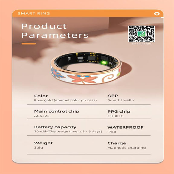 R18 SIZE 10 Smart Ring, Support Heart Rate / Blood Oxygen / Sleep / Care For Faimilies(Rose Gold)