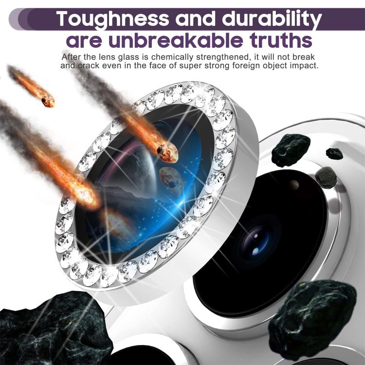 For iPhone 17 Pro Max Kalebol Individual Camera Lens Diamond Ring Protector(Silver)