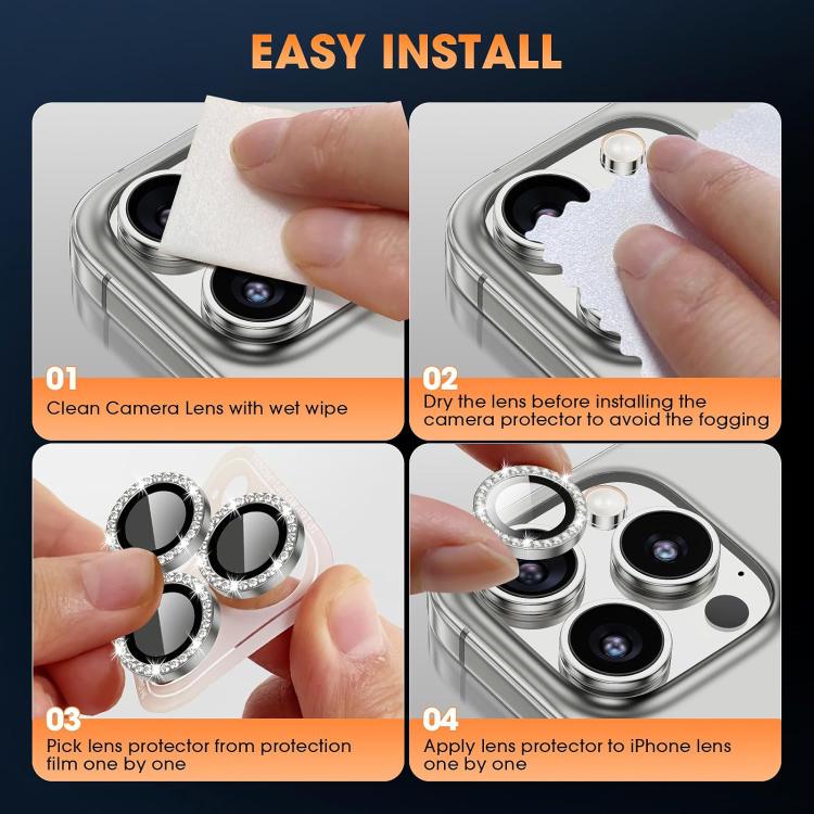 For iPhone 17 Air Kalebol Individual Camera Lens Diamond Ring Protector(Silver) - iPhone 17 Air Tempered Glass by Kalebol | Online Shopping South Africa | PMC Jewellery | Buy Now Pay Later Mobicred