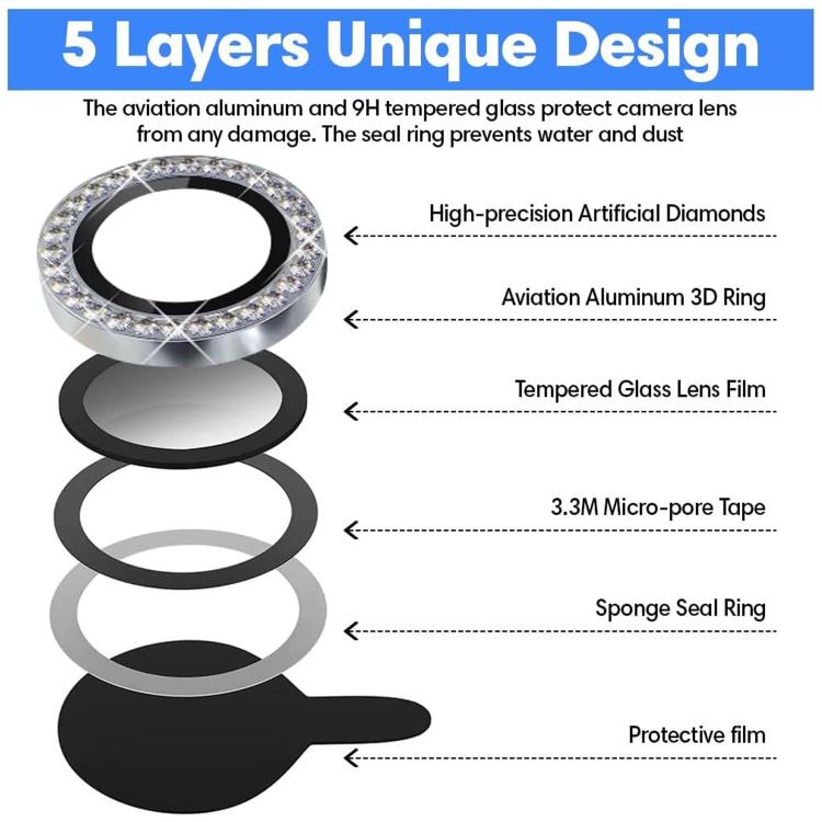 For iPhone 17 Air Kalebol Individual Camera Lens Diamond Ring Protector(Silver) - iPhone 17 Air Tempered Glass by Kalebol | Online Shopping South Africa | PMC Jewellery | Buy Now Pay Later Mobicred