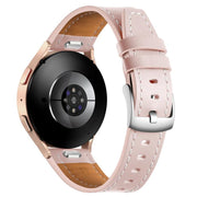 18mm Push Button Silver Steel Buckle Genuine Leather Watch Band(Light Pink)
