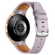 18mm Push Button Silver Steel Buckle Genuine Leather Watch Band(Purple)