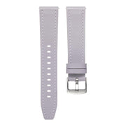 18mm Push Button Silver Steel Buckle Genuine Leather Watch Band(Purple)
