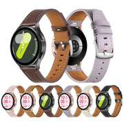 22mm Push Button Silver Steel Buckle Genuine Leather Watch Band(Brown)