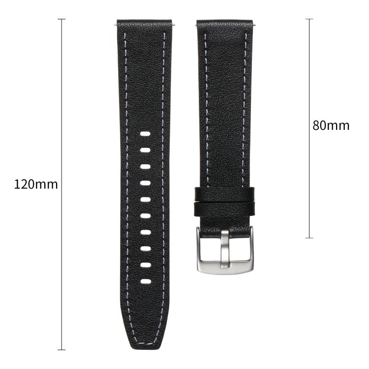18mm Push Button Silver Steel Buckle Genuine Leather Watch Band(Beige) - free shipping - PMC TechLife - Order now!