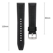 20mm Push Button Silver Steel Buckle Genuine Leather Watch Band(Yellow Brown)