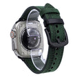 For Apple Watch 46mm / 49mm / 45mm / 44mm 7-Line Tri-Star Buckle Pull Up Leather Watch Band(Crazy Horse Green Black Thread) - Watch Bands by PMC TechLife | Online Shopping South Africa | PMC TechLife | Buy Now Pay Later Mobicred