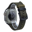 For Apple Watch 46mm / 49mm / 45mm / 44mm 7-Line Tri-Star Buckle Pull Up Leather Watch Band(Crazy Horse Army Green Black Thread) - Watch Bands by PMC TechLife | Online Shopping South Africa | PMC TechLife | Buy Now Pay Later Mobicred