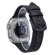 For Apple Watch 42mm / 41mm / 40mm / 38mm 7-Line Tri-Star Buckle Pull Up Leather Watch Band(Gray Black Thread) - Watch Bands by PMC TechLife | Online Shopping South Africa | PMC TechLife | Buy Now Pay Later Mobicred